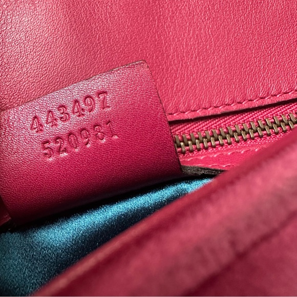 GUCCI Velvet Matelasse Small GG Marmont Shoulder Bag Crossbody Pink - Picture 12 of 17